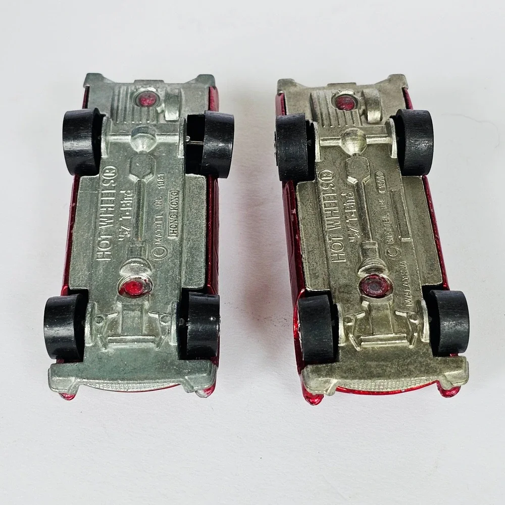 1977 Hot Wheels 57 Thunderbird Metallic Red Diecast Car Lot 2pc Vintage Toy